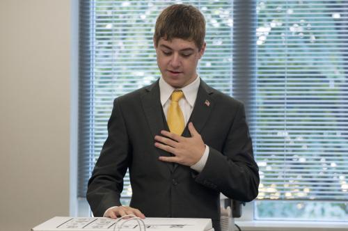 Pre-college student giving a speech